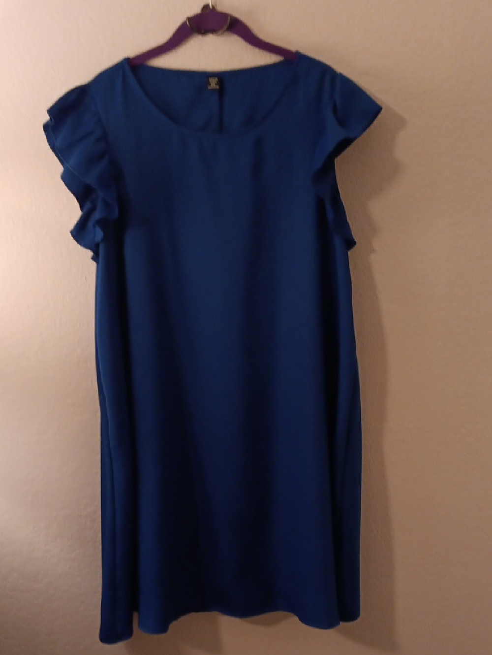 SHEIN Royal Blue Ruffle Sleeve Midi Dress